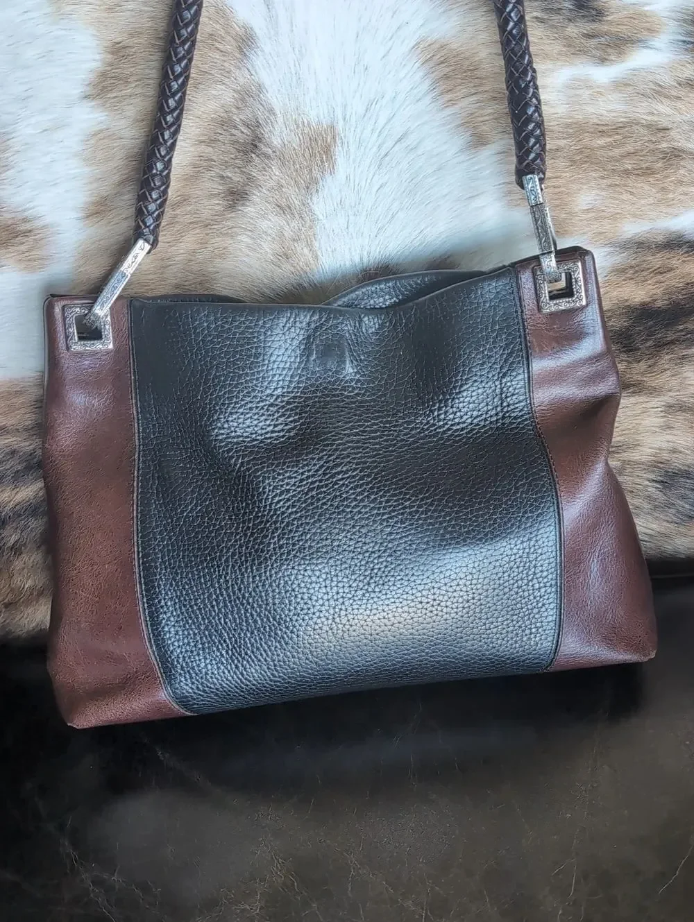 Brighton Bailey Shoulder Bag Ferrara Collection Brown&Black Combo Braided Handle